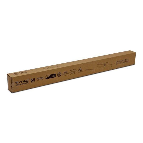 LED Γραμμικό Κρεμαστό Φωτιστικό 120cm Ασημί Up Down Linkable 60W V-TAC PRO Samsung Chip 6000lm 120° Φυσικό Λευκό 4000K – 378