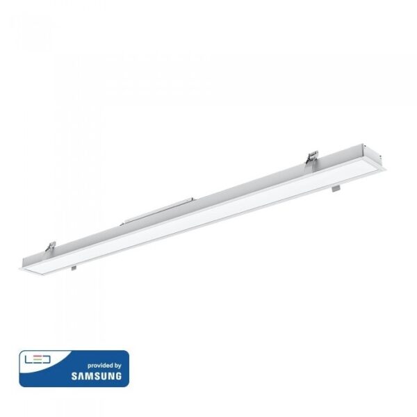 LED Γραμμικό Χωνευτό Φωτιστικό 120cm Ασημί Linkable 40W V-TAC PRO Samsung Chip 4000lm 120° Ψυχρό Λευκό 6400K - 603