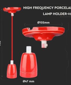 Κρεμαστό Φωτιστικό Οροφής Μονόφωτο Πορσελάνη με Κόκκινο σώμα V-TAC – 3807