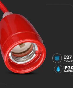 Κρεμαστό Φωτιστικό Οροφής Μονόφωτο Πορσελάνη με Κόκκινο σώμα V-TAC – 3807