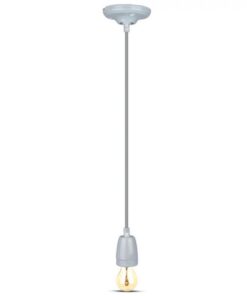 Κρεμαστό Φωτιστικό Οροφής Μονόφωτο Πορσελάνη με Γκρι σώμα V-TAC – 3808