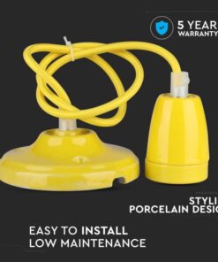 Κρεμαστό Φωτιστικό Οροφής Μονόφωτο Πορσελάνη με Κίτρινο σώμα V-TAC – 3809