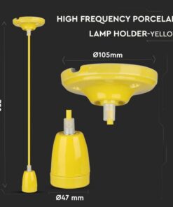 Κρεμαστό Φωτιστικό Οροφής Μονόφωτο Πορσελάνη με Κίτρινο σώμα V-TAC – 3809