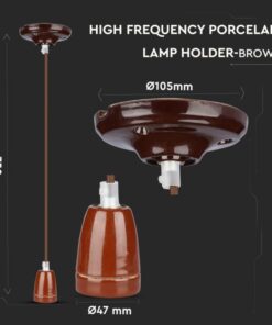 Κρεμαστό Φωτιστικό Οροφής Μονόφωτο Πορσελάνη με Καφέ σώμα V-TAC – 3810