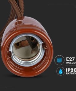 Κρεμαστό Φωτιστικό Οροφής Μονόφωτο Πορσελάνη με Καφέ σώμα V-TAC – 3810