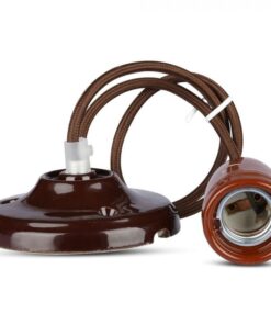 Κρεμαστό Φωτιστικό Οροφής Μονόφωτο Πορσελάνη με Καφέ σώμα V-TAC – 3810