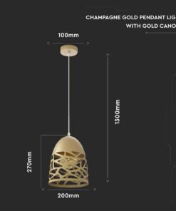 Χρυσό κρεμαστό φωτιστικό με μοντέρνο σχεδιασμό και χρυσή βάση, διαστάσεις 1300x270x200mm.