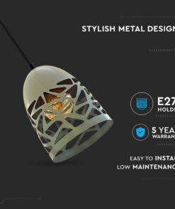 Κρεμαστό φωτιστικό μοντέρνου μεταλλικού σχεδιασμού με υποδοχή E27, πενταετή εγγύηση, εύκολη εγκατάσταση.