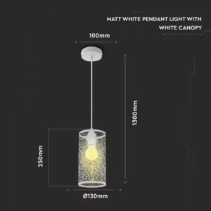 Κρεμαστό Φωτιστικό Οροφής Μεταλλικό με Matt Λευκό σώμα V-TAC – 3826