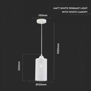 Κρεμαστό Φωτιστικό Οροφής Μεταλλικό με Matt Λευκό σώμα V-TAC – 3829
