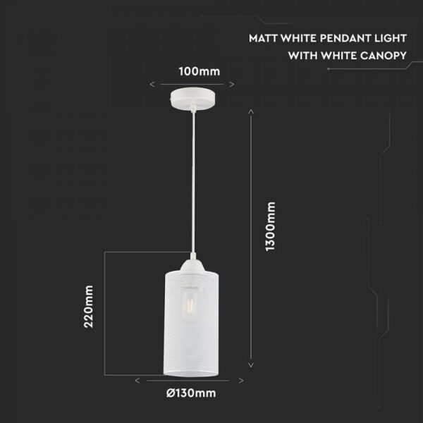 Κρεμαστό Φωτιστικό Οροφής Μεταλλικό με Matt Λευκό σώμα V-TAC – 3829
