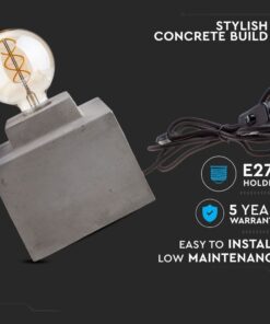 Στιλάτη λάμπα με βάση από σκυρόδεμα και θύρα E27. Εγγύηση 5 ετών, εύκολη εγκατάσταση, χαμηλή συντήρηση.