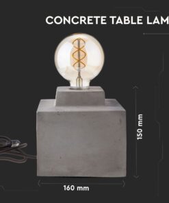 Τσιμεντένιο φωτιστικό γραφείου με διαστάσεις 160x150 mm, μοντέρνος σχεδιασμός, σκούρο φόντο.