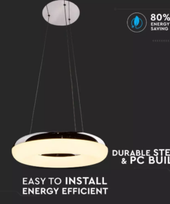 LED πολυέλαιος 40W 3000K Θερμό λευκό με ασημί και λευκό σώμα V-TAC – 3874