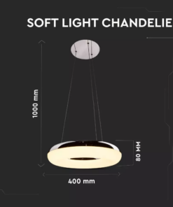 LED πολυέλαιος 40W 3000K Θερμό λευκό με ασημί και λευκό σώμα V-TAC – 3874