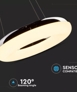 LED πολυέλαιος 40W 3000K Θερμό λευκό με ασημί και λευκό σώμα V-TAC – 3874