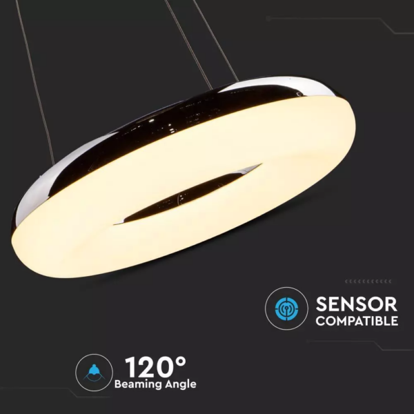 LED πολυέλαιος 40W 3000K Θερμό λευκό με ασημί και λευκό σώμα V-TAC – 3874