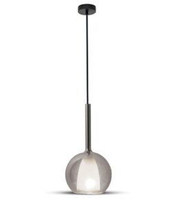 Κρεμαστό Φωτιστικό Οροφής Μονόφωτο E27 ø180 Γυαλί Γκρι-Λευκό V-TAC – 3877