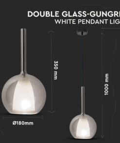 Κρεμαστό Φωτιστικό Οροφής Μονόφωτο E27 ø180 Γυαλί Γκρι-Λευκό V-TAC – 3877