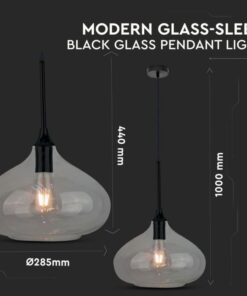 Κρεμαστό Φωτιστικό Οροφής Γυαλί + Μέταλλο με Μαύρο γυαλί σώμα V-TAC – 3885