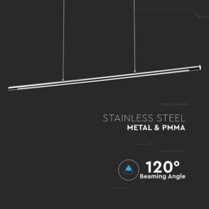 Κρεμαστό Γραμμικό Φωτιστικό LED Οροφής 18W V-TAC 120° 1350lm Χρώμιο Φυσικό Λευκό 4000K – 3890