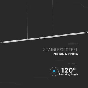 Κρεμαστό Γραμμικό Φωτιστικό LED Οροφής 24W V-TAC 120° 1800lm Χρώμιο Φυσικό Λευκό 4000K – 3891