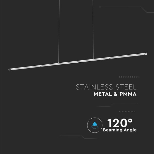 Κρεμαστό Γραμμικό Φωτιστικό LED Οροφής 36W V-TAC 120° 2700lm Χρώμιο Φυσικό Λευκό 4000K – 3892