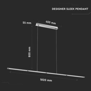 Κρεμαστό Γραμμικό Φωτιστικό LED Οροφής 36W V-TAC 120° 2700lm Χρώμιο Φυσικό Λευκό 4000K – 3892