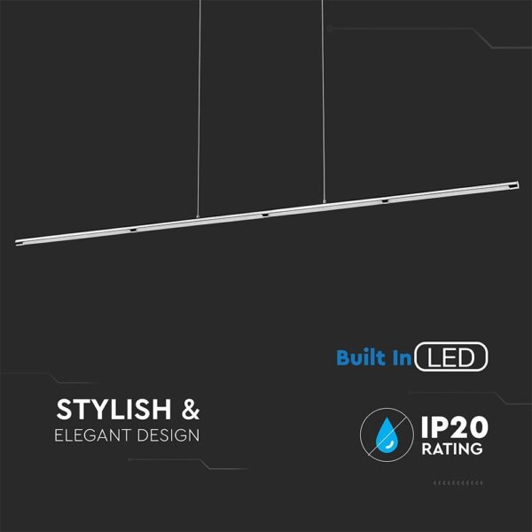 Κρεμαστό Γραμμικό Φωτιστικό LED Οροφής 36W V-TAC 120° 2700lm Χρώμιο Φυσικό Λευκό 4000K – 3892