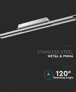 Γραμμικό Φωτιστικό Οροφής/Τοίχου LED 36W V-TAC 120° 2700lm Χρώμιο Φυσικό Λευκό 4000K – 3893