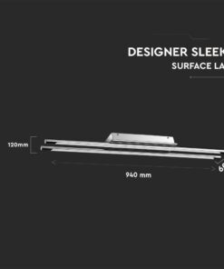 Γραμμικό Φωτιστικό Οροφής/Τοίχου LED 36W V-TAC 120° 2700lm Χρώμιο Φυσικό Λευκό 4000K – 3893