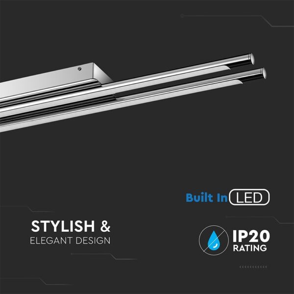 Γραμμικό Φωτιστικό Οροφής/Τοίχου LED 36W V-TAC 120° 2700lm Χρώμιο Φυσικό Λευκό 4000K – 3893