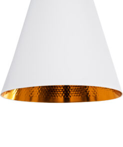 GloboStar® SHANGHAI WHITE 01026-C Μοντέρνο Κρεμαστό Φωτιστικό Οροφής Μονόφωτο 1 x E27 Λευκό Μεταλλικό Καμπάνα Φ19 x Υ38cm