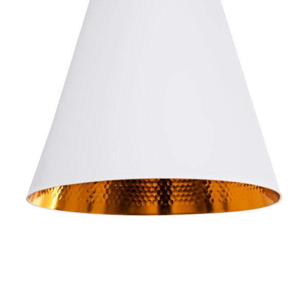 GloboStar® SHANGHAI WHITE 01026-C Μοντέρνο Κρεμαστό Φωτιστικό Οροφής Μονόφωτο 1 x E27 Λευκό Μεταλλικό Καμπάνα Φ19 x Υ38cm