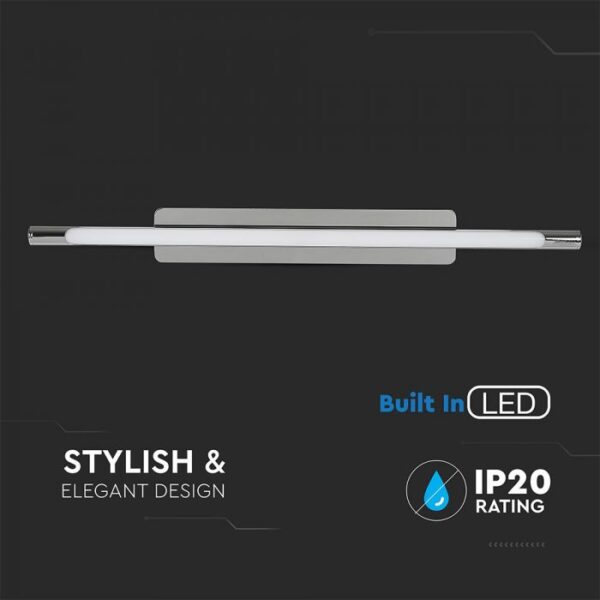 Επιτοίχιο Γραμμικό Φωτιστικό LED 18W Χρώμιο 4000K Φυσικό λευκό K V-TAC – 3903