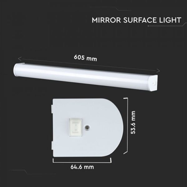 Γραμμικό Φωτιστικό Καθρέφτη Τοίχου LED 10W Αλουμίνιο + Πλαστικό 4000K Φυσικό λευκό V-TAC – 3918