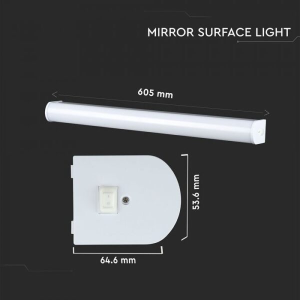 Γραμμικό Φωτιστικό Καθρέφτη Τοίχου LED 10W Αλουμίνιο + Πλαστικό 6400K Λευκό V-TAC – 3919