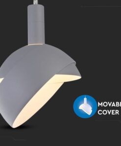 Κρεμαστό Φωτιστικό Οροφής Πλαστικό με Αλουμίνιο Κινούμενο κάλυμμα Γκρι V-TAC – 3922