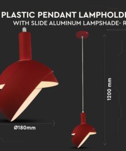 Κρεμαστό Φωτιστικό Οροφής Πλαστικό με Αλουμίνιο Κινούμενο κάλυμμα Κόκκινο V-TAC – 3924