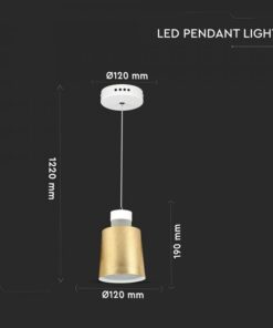 Κρεμαστό Φωτιστικό LED Ακρυλικό Χρυσό Ø120 Φυσικό λευκό 4000Κ V-TAC – 3928