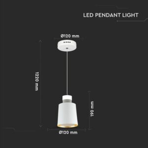 LED Κρεμαστό φωτιστικό Ακρυλικό Λευκό Ø120 Φυσικό λευκό 4000Κ V-TAC – 3929