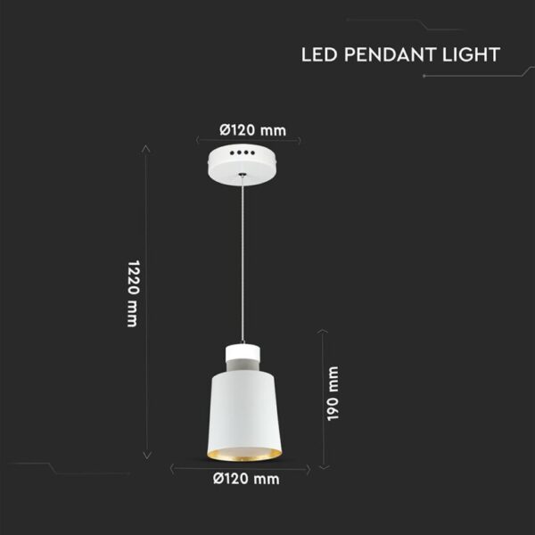 LED Κρεμαστό φωτιστικό Ακρυλικό Λευκό Ø120 Φυσικό λευκό 4000Κ V-TAC – 3929