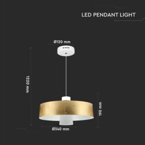LED Κρεμαστό φωτιστικό Ακρυλικό Χρυσό Ø340 Φυσικό λευκό 4000Κ V-TAC – 3932