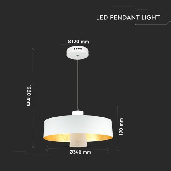 LED Κρεμαστό φωτιστικό Ακρυλικό Λευκό Ø340 Φυσικό λευκό 4000Κ V-TAC – 3933