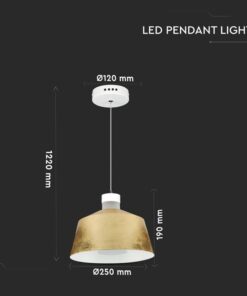 LED Κρεμαστό φωτιστικό Ακρυλικό Χρυσό Ø250 Θερμό λευκό 3000Κ V-TAC – 3936