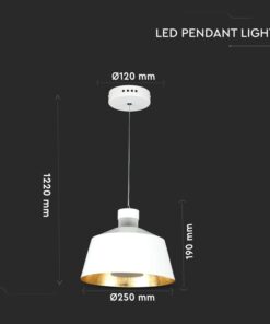 LED Κρεμαστό φωτιστικό Ακρυλικό Λευκό Ø250 Θερμό λευκό 3000Κ V-TAC – 3937