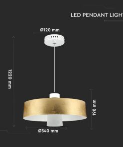 LED Κρεμαστό φωτιστικό Ακρυλικό Χρυσό Ø340 Θερμό λευκό 3000Κ V-TAC – 3938
