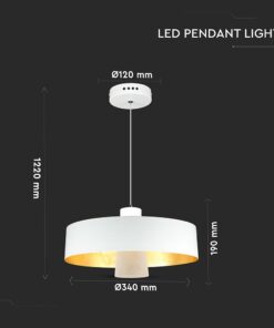 LED Κρεμαστό φωτιστικό Ακρυλικό Λευκό Ø340 Θερμό λευκό 3000Κ V-TAC – 3939