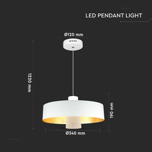 LED Κρεμαστό φωτιστικό Ακρυλικό Λευκό Ø340 Θερμό λευκό 3000Κ V-TAC – 3939