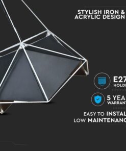 Κρεμαστό Φωτιστικό Οροφής Μονόφωτο με μαύρο σώμα και λευκό καλώδιο V-TAC – 3944